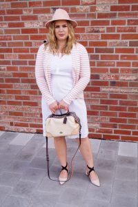 fashionblogger, fashion, style blogger, blush x white, striped blazer, coach handbag, white summerdress