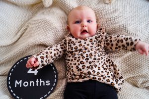 baby girl, baby fashion, leopard print, 4 month update
