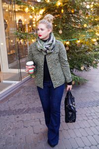 fashionblogger, fashion, winter fashion, winter style, casual style, mom style, ootd, what I wear, how to style, denim jacket, leopard print, holiday style, holiday cup, starbucks, bootcut denim