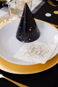 , black and gold, NYE table decor, glitter backdrop, counting down, the new year, 2021