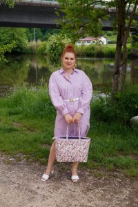 shirt dress, dresses of summer, purple dress, fashion blogger, style inspo, womans fashion, Madame Schischi, affordable style, dress challenge