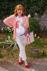 fashion blogger, fashionista, pregnancy fashion, dress the bump, bump style, white on white, spring, spring style, 33 weeks, red hair, red head, what to wear, how to style