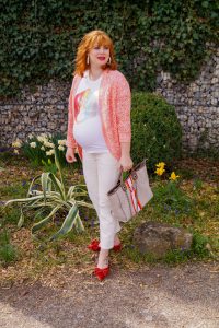 fashion blogger, fashionista, pregnancy fashion, dress the bump, bump style, white on white, spring, spring style, 33 weeks, red hair, red head, what to wear, how to style
