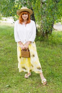 summer, summer fashion, fashion blogger, sunflower print, sunflowers, style inspo, ootd, straw hats, outfitpost, 